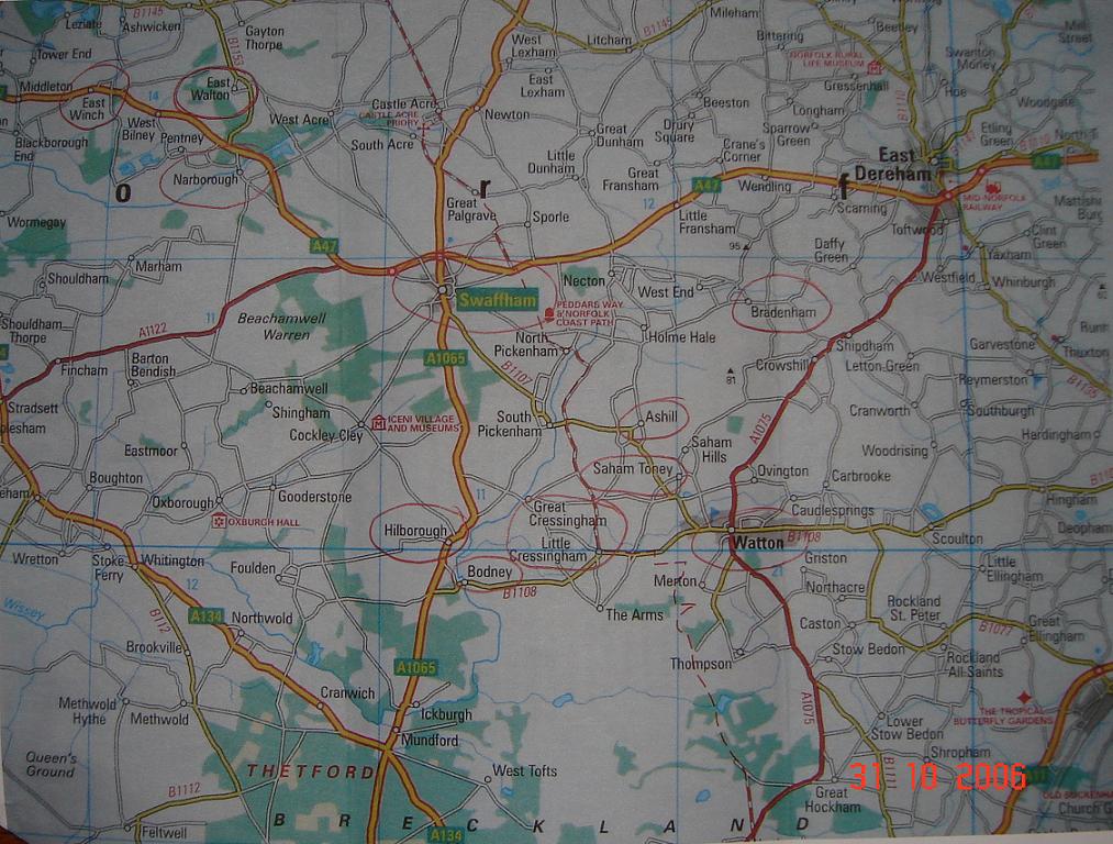 Map of Swaffham district / Norfolk / England.