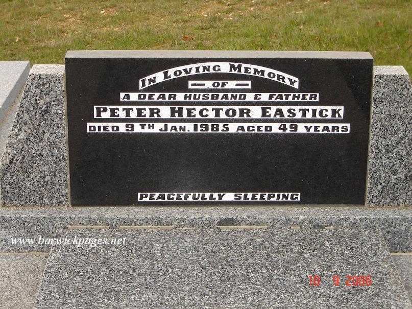 Peter Hector Eastick's Headstone